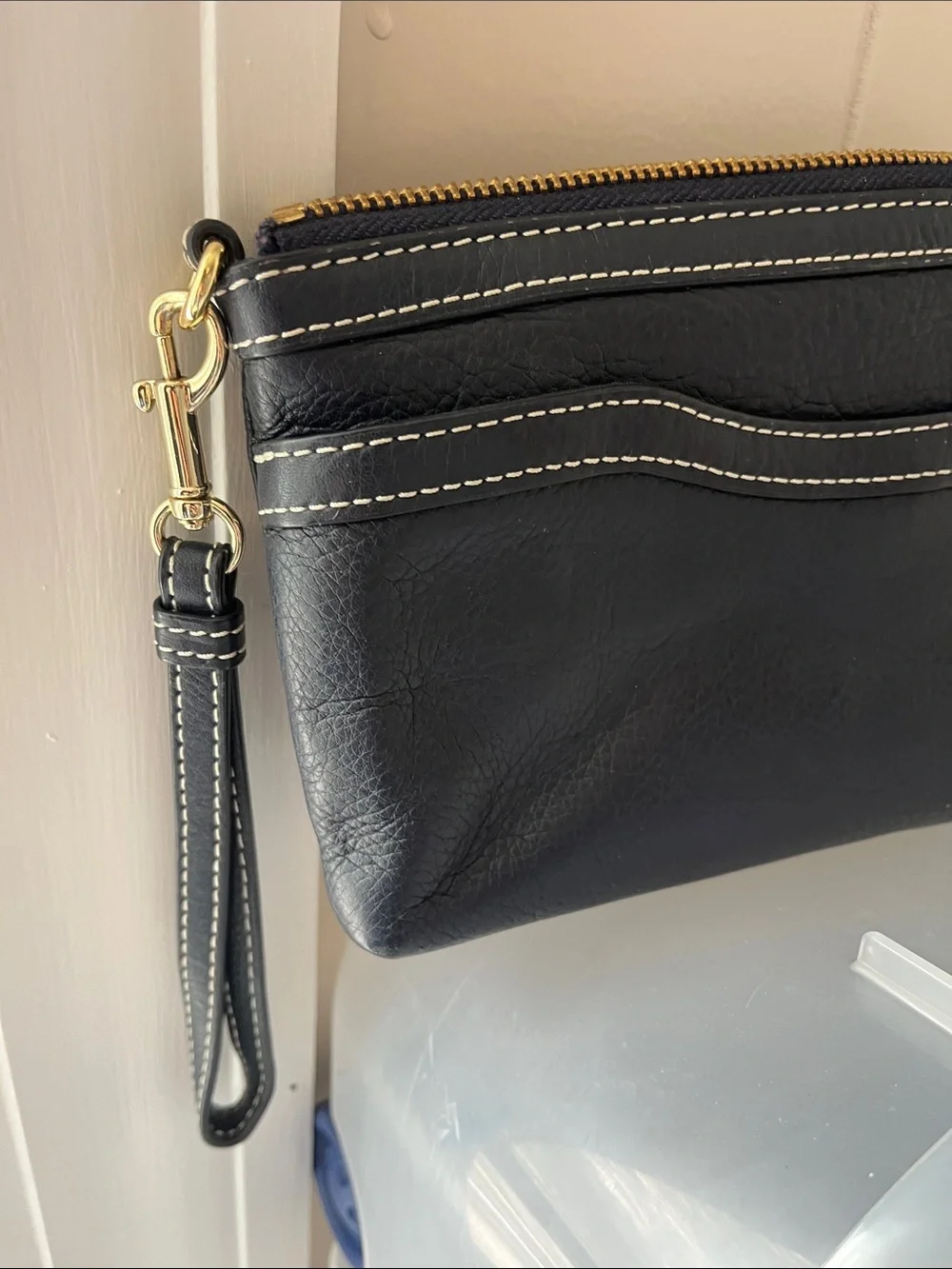 Classic Black Leather Wristlet Clutch - Men Bags